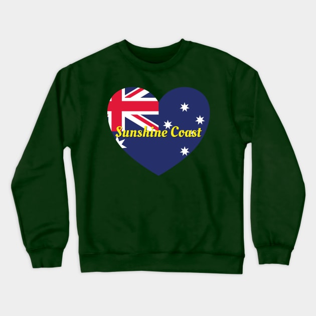 Sunshine Coast QLD Australia Australian Flag Heart Crewneck Sweatshirt by DPattonPD